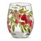 Christmas Sprig Red and Green Holly Stemless Clear Drinkware Glass, 18oz.